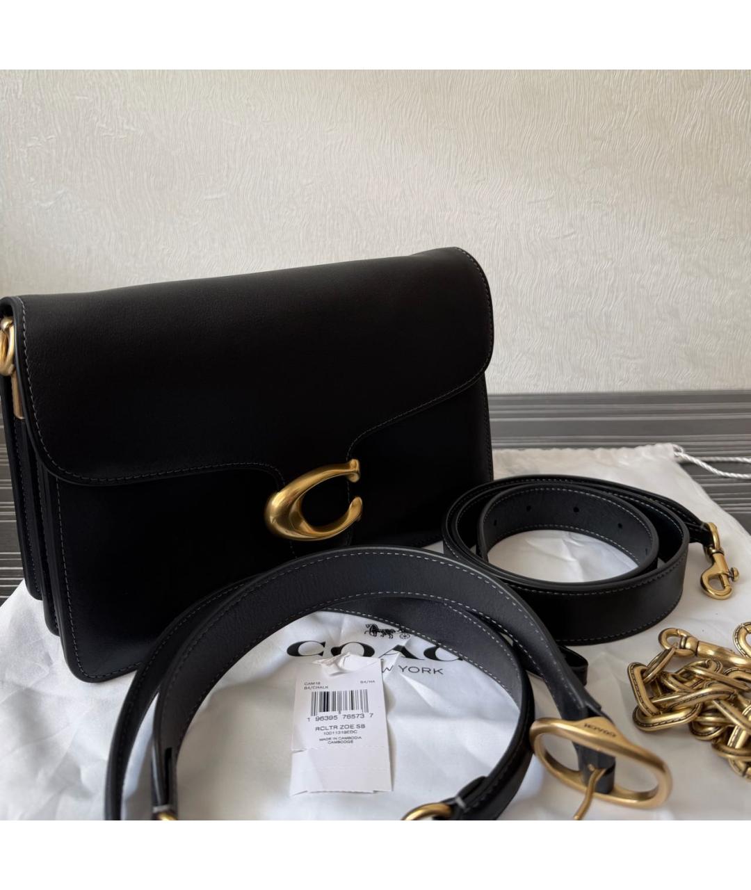 COACH Черная кожаная сумка через плечо, фото 5