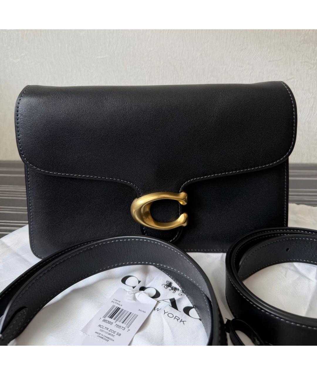 COACH Черная кожаная сумка через плечо, фото 6