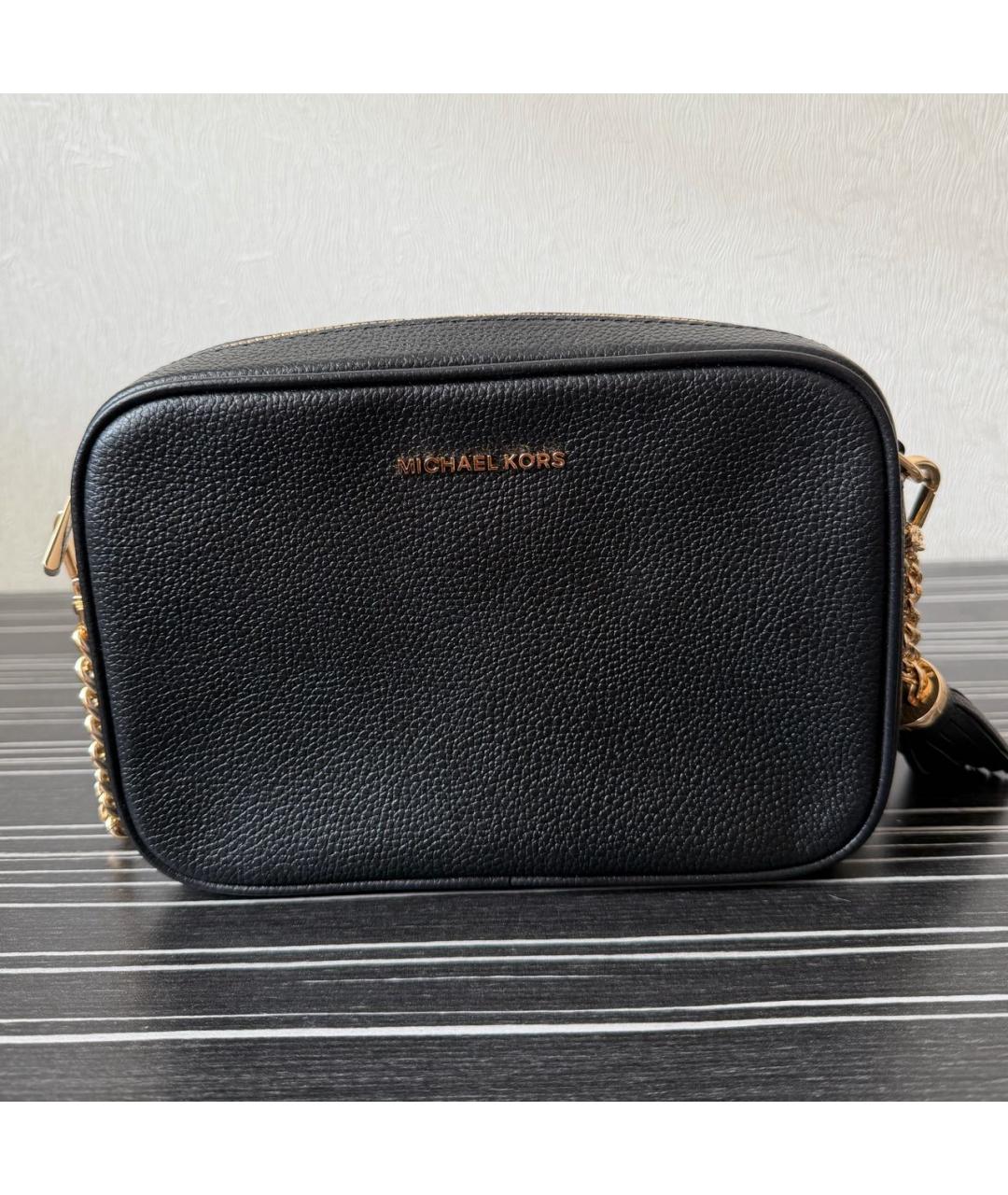 MICHAEL KORS Черная кожаная сумка через плечо, фото 5