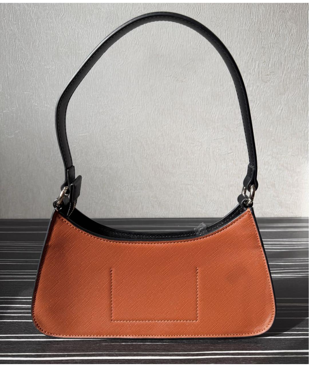 JUST CAVALLI Коричневая кожаная сумка с короткими ручками, фото 3