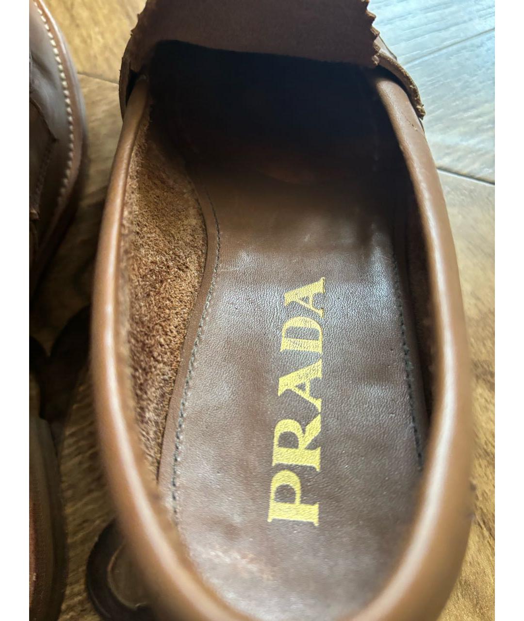 PRADA Коричневые кожаные лоферы, фото 4