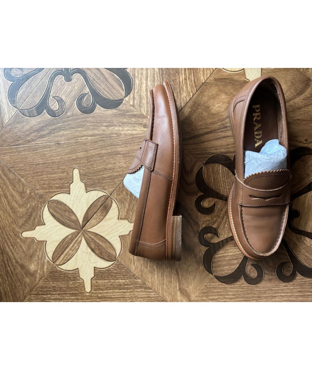 PRADA Коричневые кожаные лоферы, фото 9