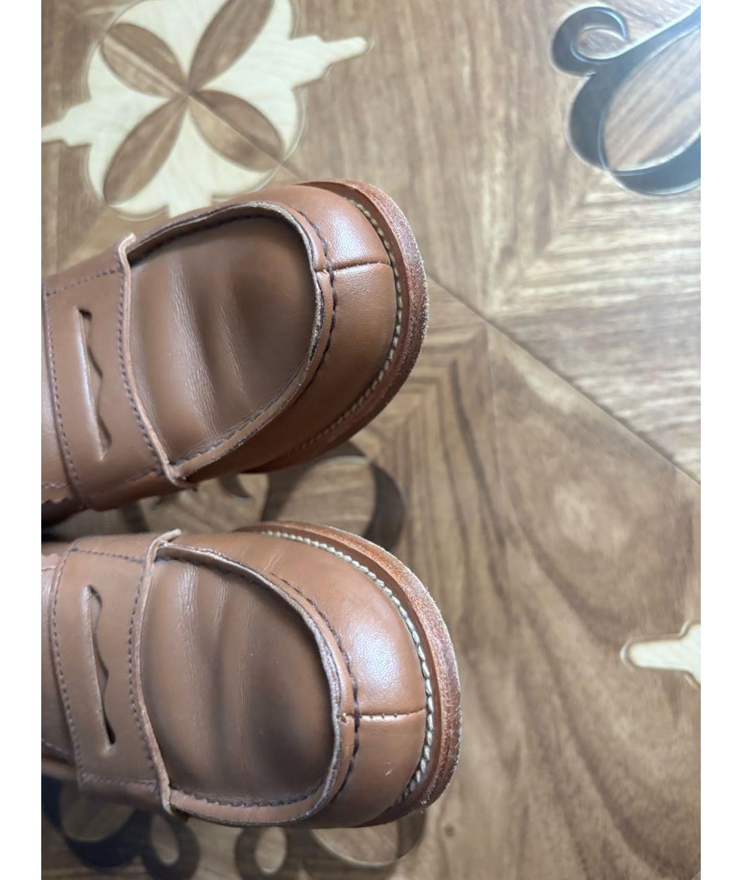 PRADA Коричневые кожаные лоферы, фото 6