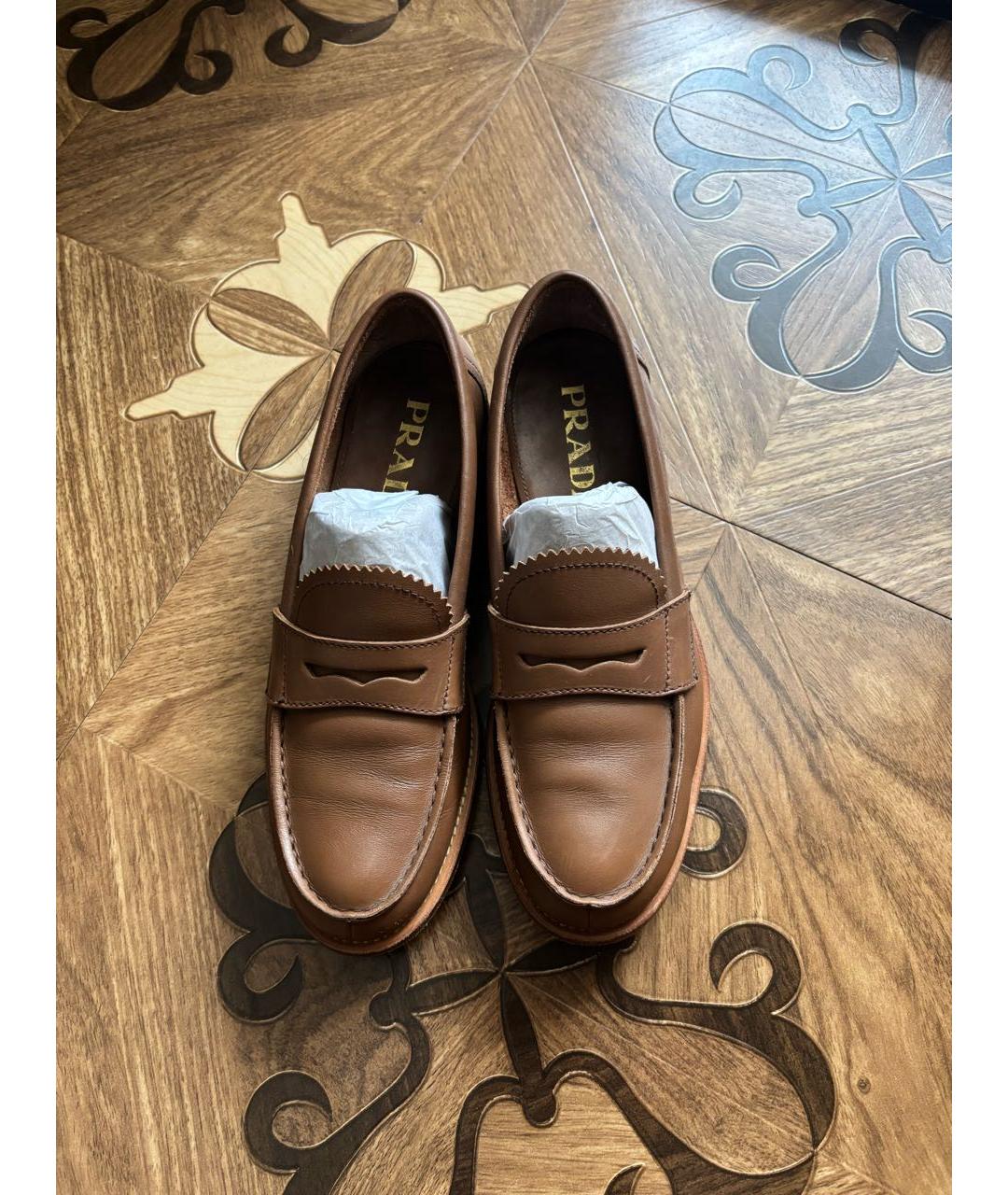 PRADA Коричневые кожаные лоферы, фото 2