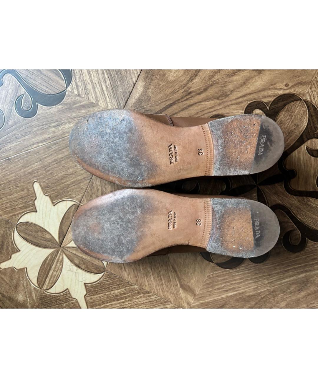 PRADA Коричневые кожаные лоферы, фото 3