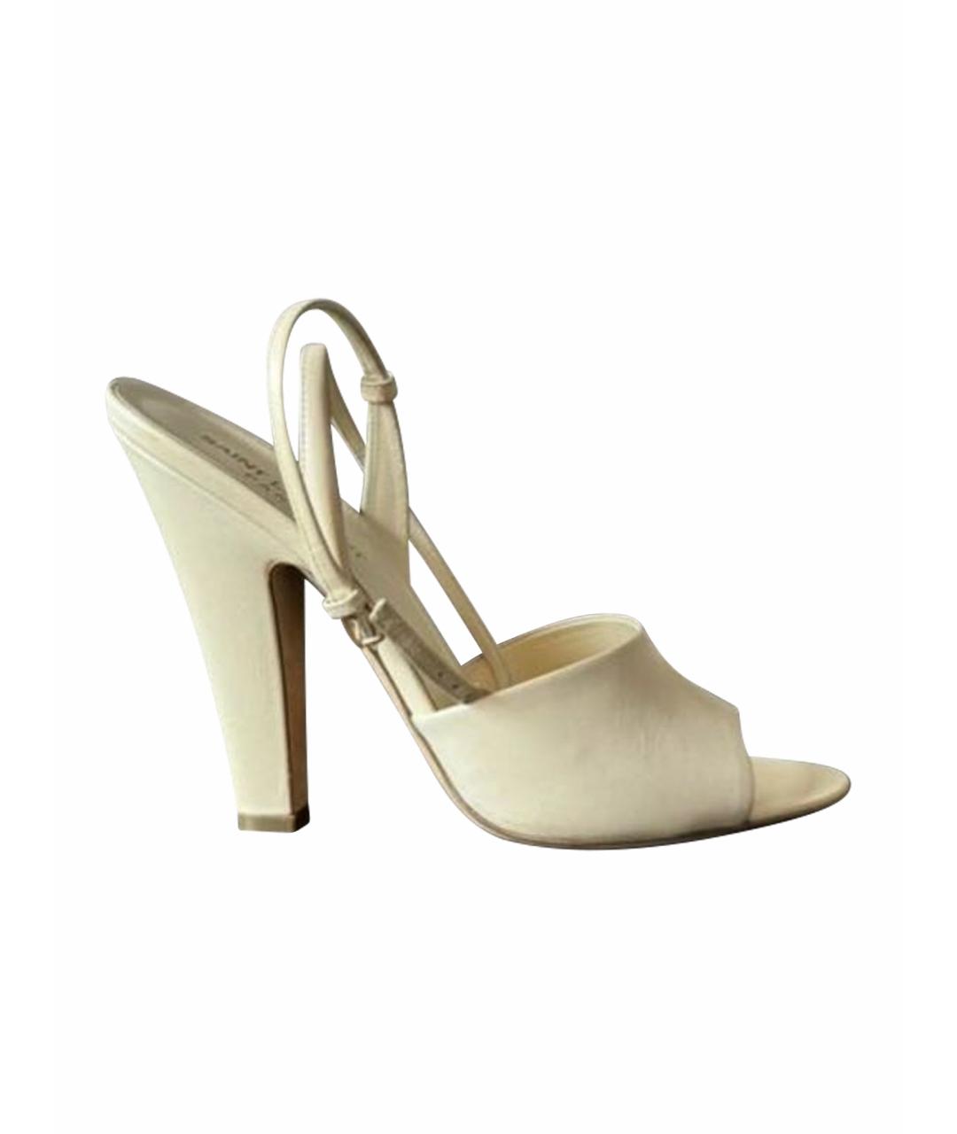 SAINT LAURENT Бежевые кожаные босоножки, фото 1