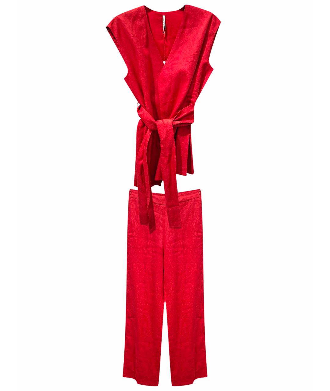 LIVIANA CONTI Красный льняной костюм с брюками, фото 1