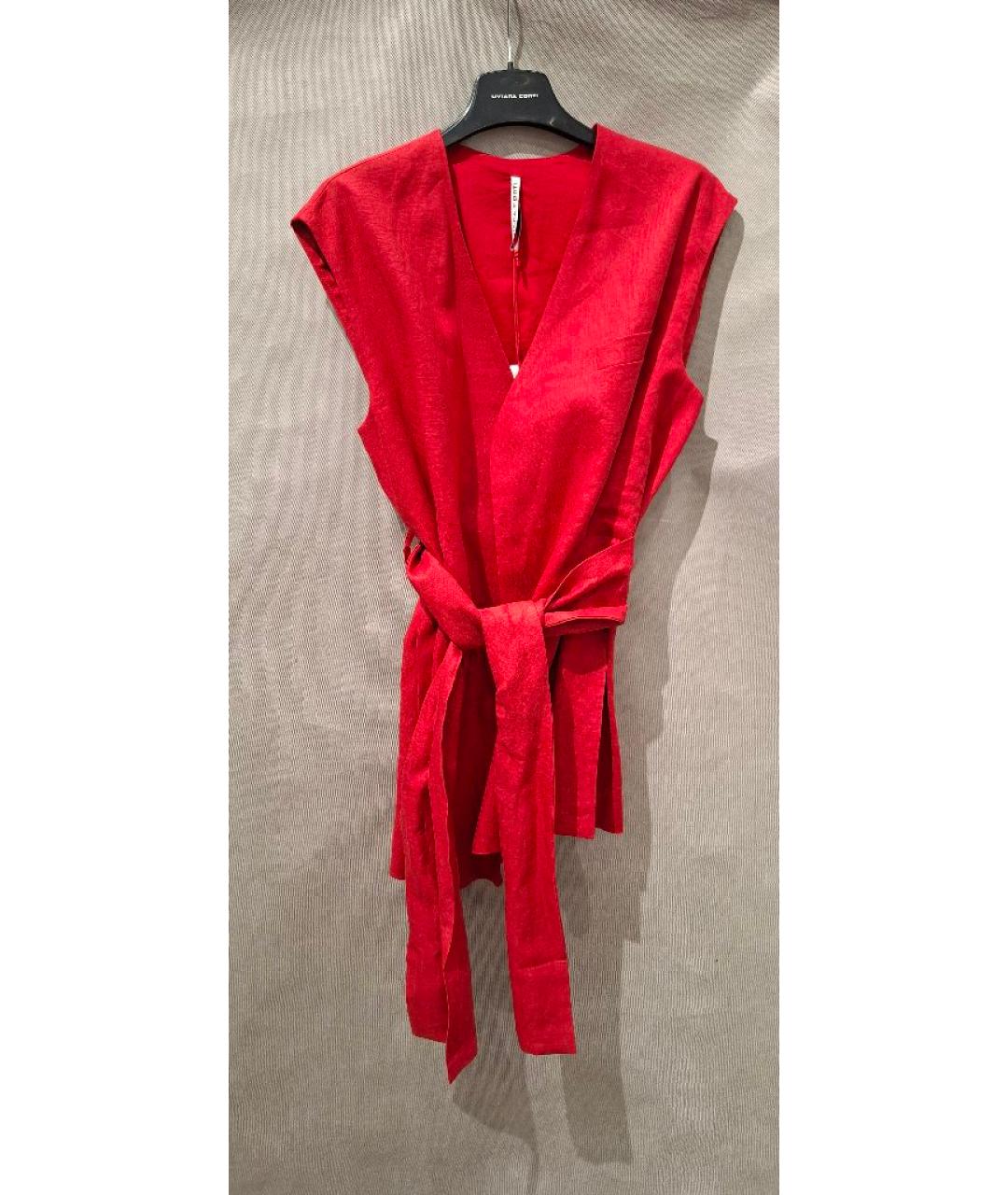LIVIANA CONTI Красный льняной костюм с брюками, фото 9