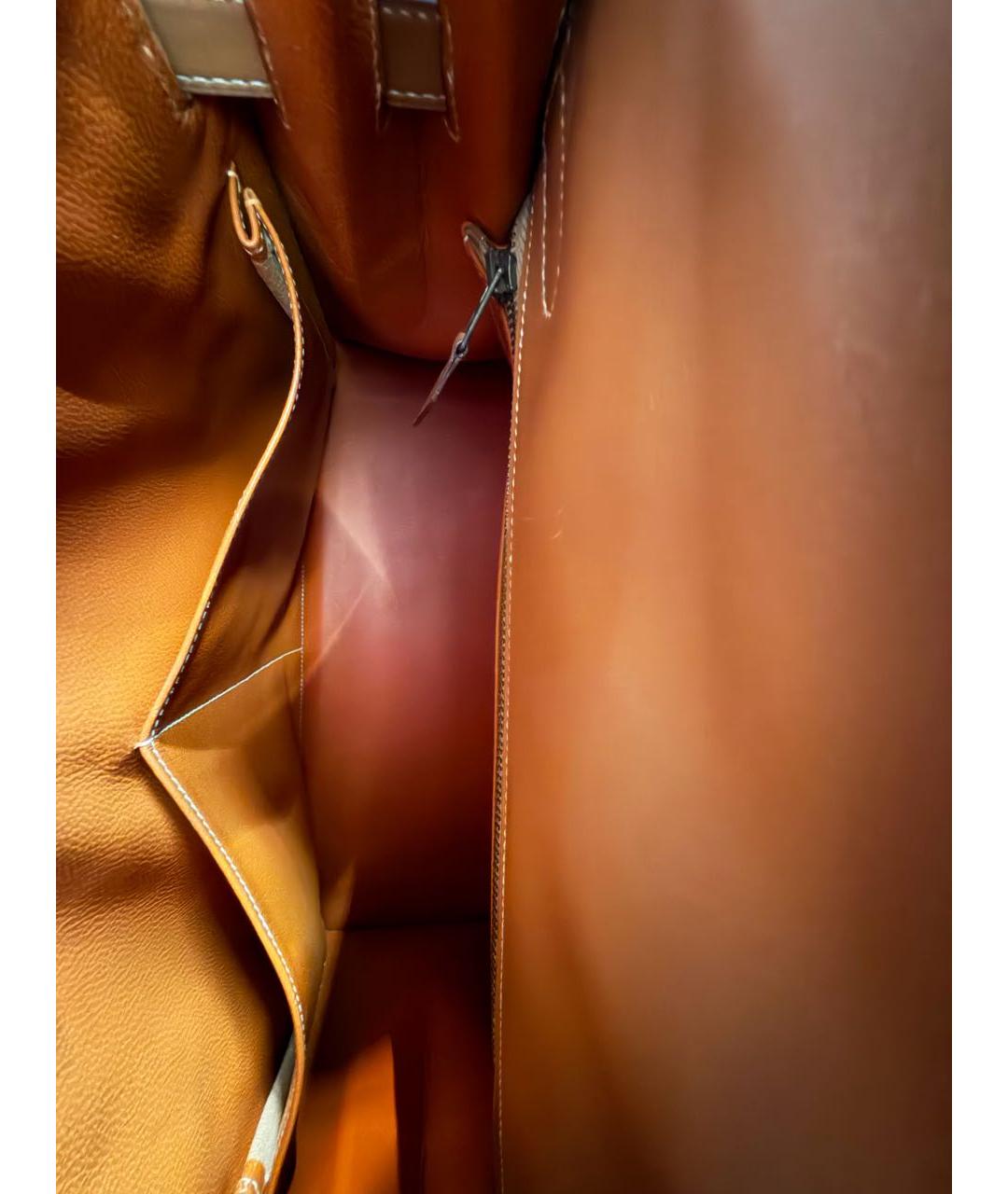 HERMES Оранжевая кожаная сумка с короткими ручками, фото 4