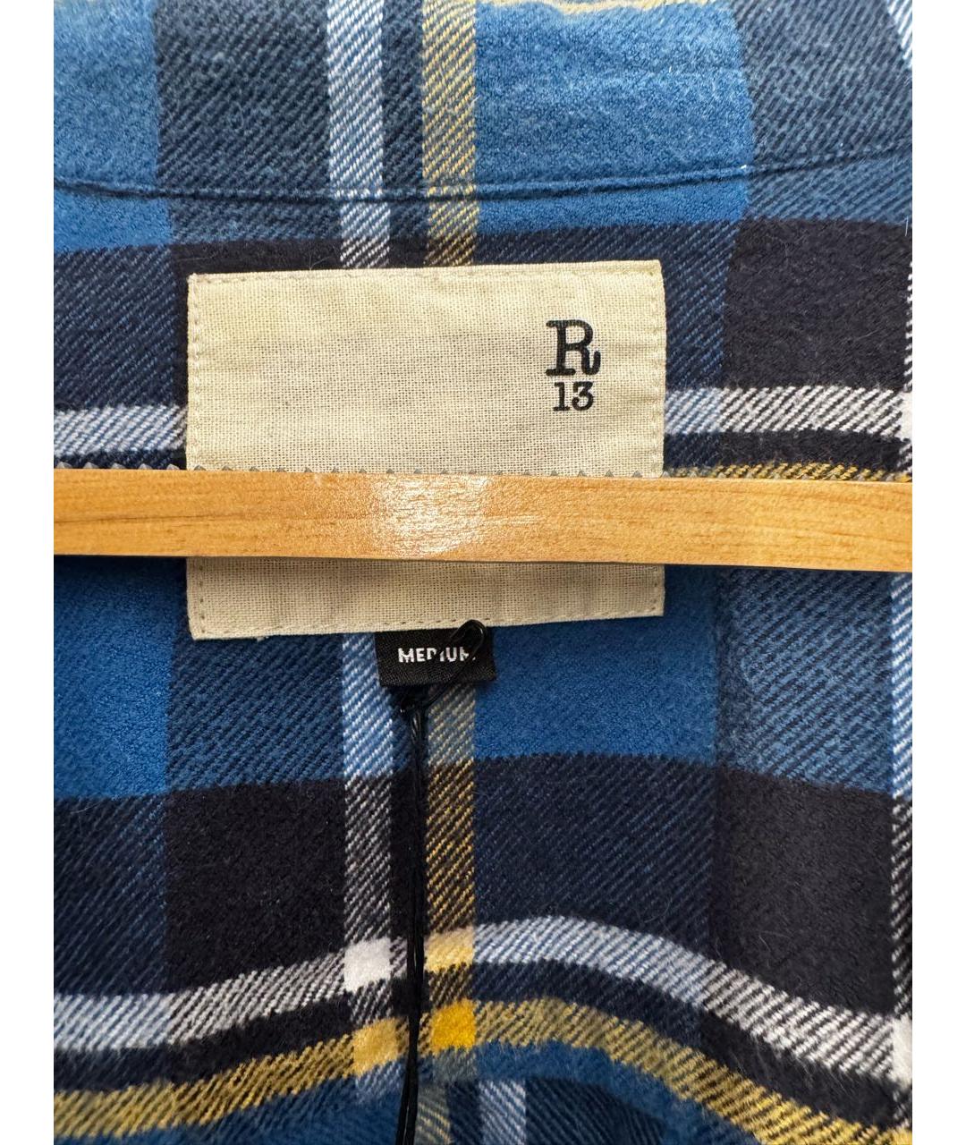 R13 Синяя хлопковая рубашка, фото 3