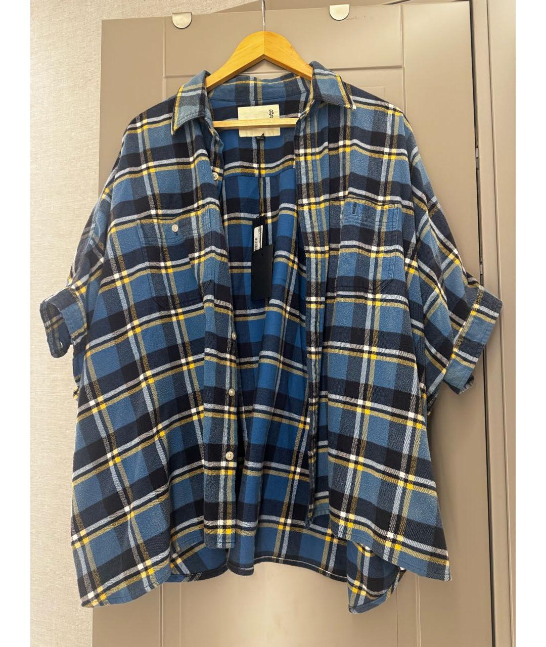 R13 Синяя хлопковая рубашка, фото 4