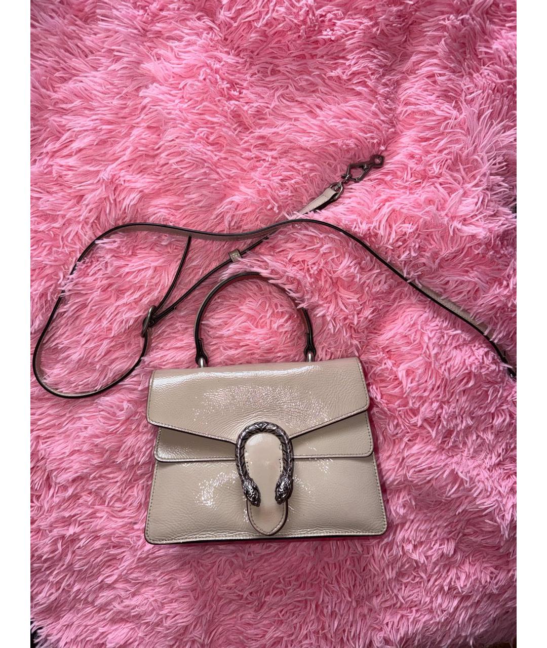 GUCCI Серая сумка с короткими ручками из лакированной кожи, фото 5