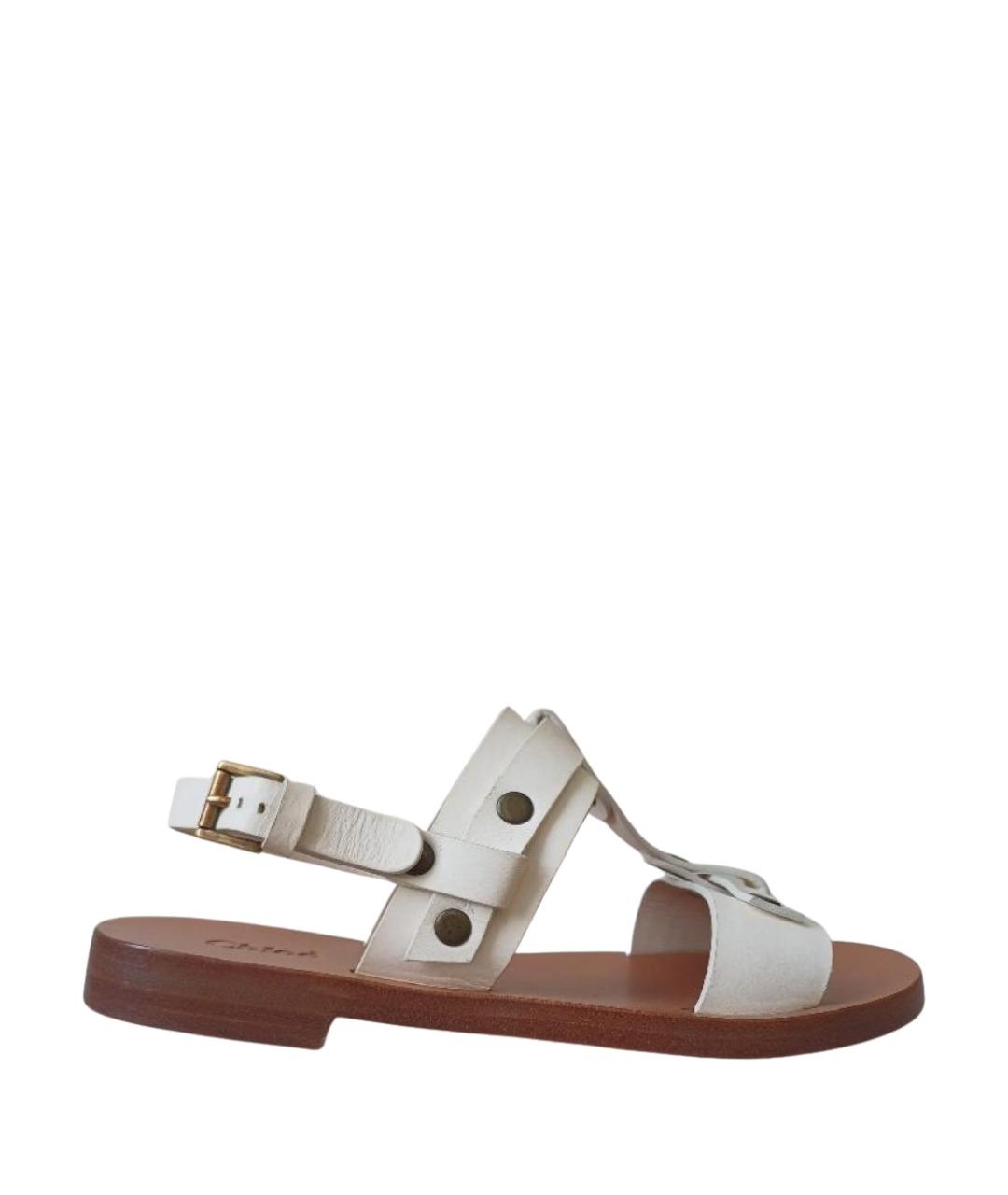 CHLOE Белые кожаные босоножки, фото 1