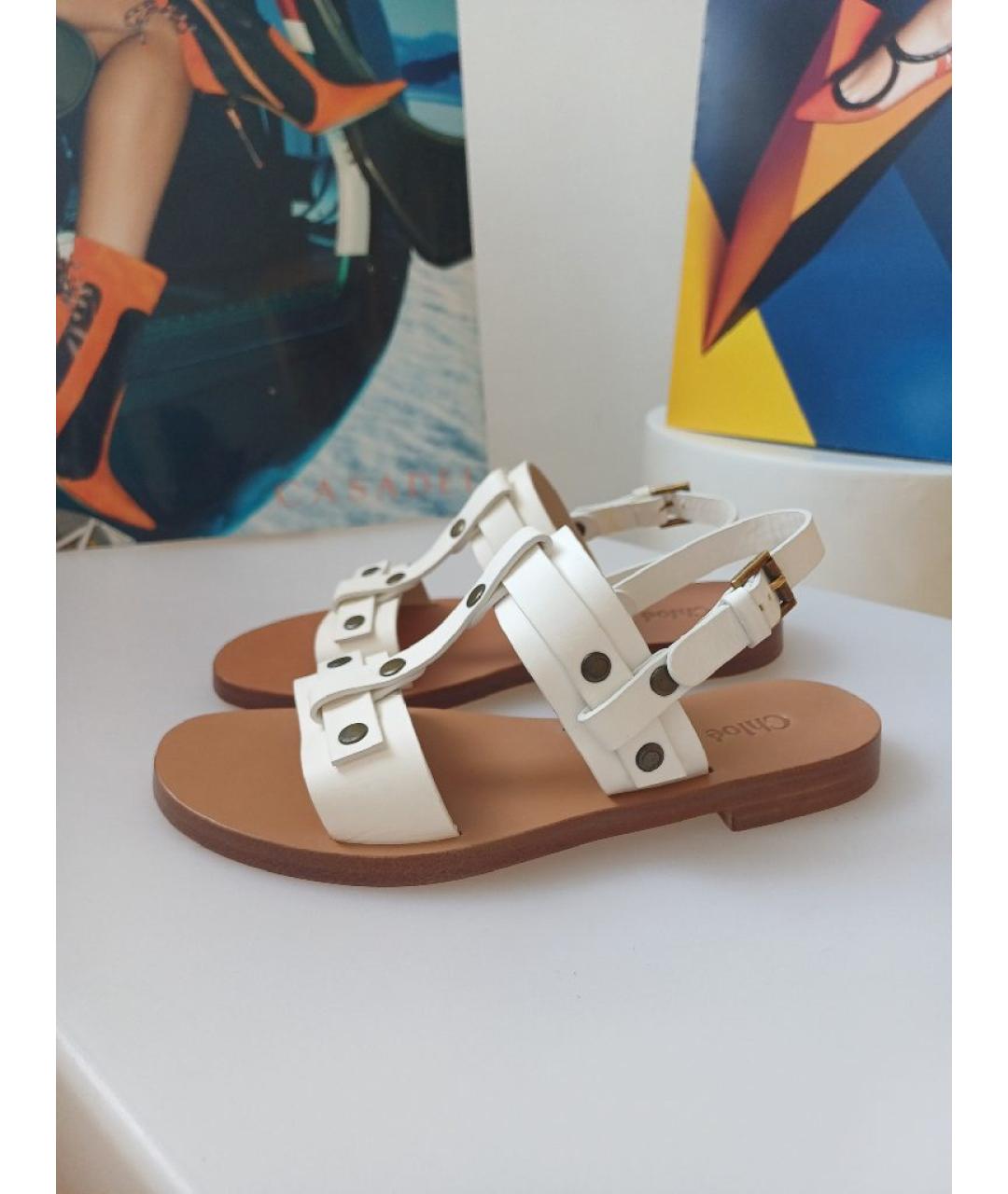 CHLOE Белые кожаные босоножки, фото 2