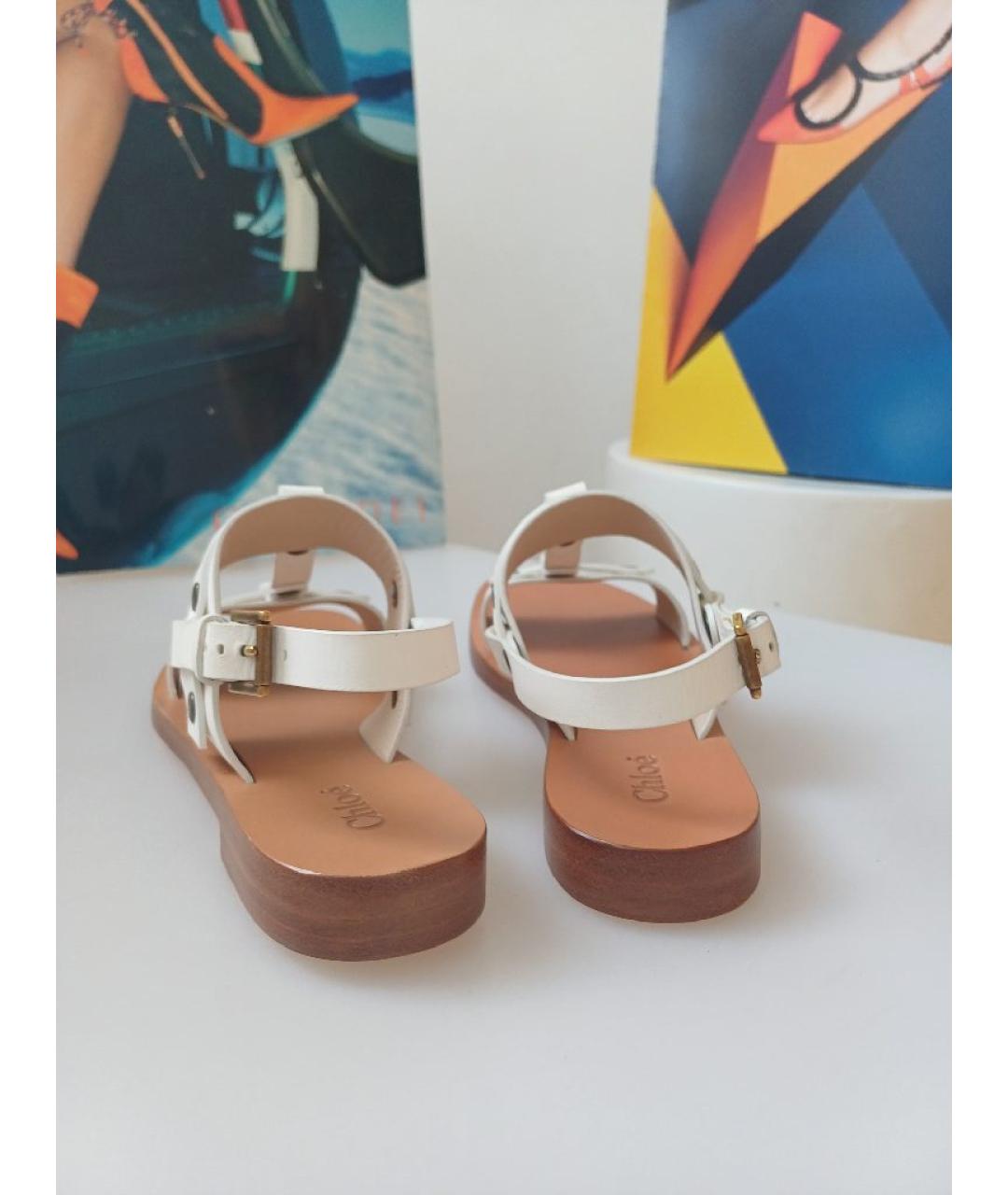 CHLOE Белые кожаные босоножки, фото 6