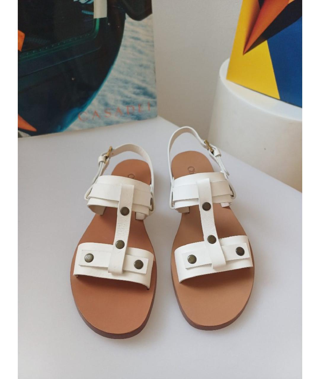 CHLOE Белые кожаные босоножки, фото 3