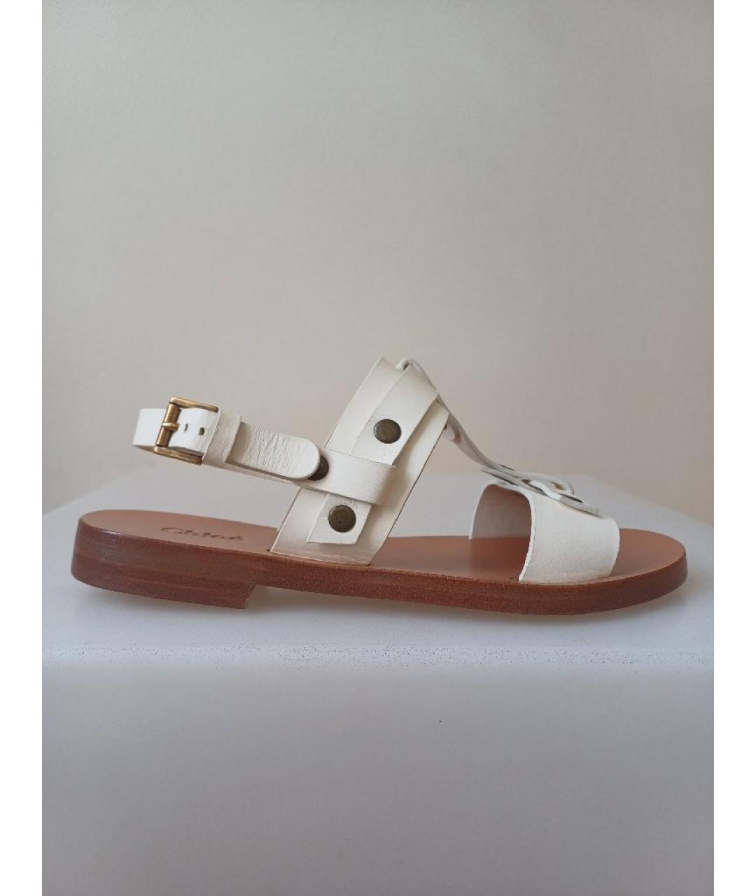 CHLOE Белые кожаные босоножки, фото 8