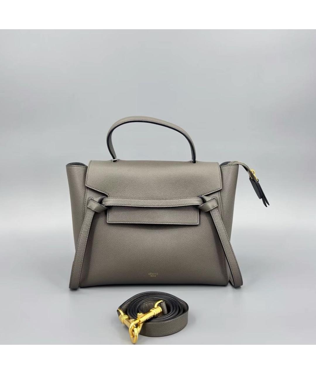CELINE Серая кожаная сумка через плечо, фото 2
