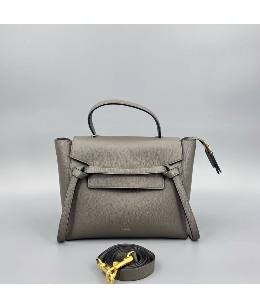 CELINE Серая кожаная сумка через плечо, фото 9