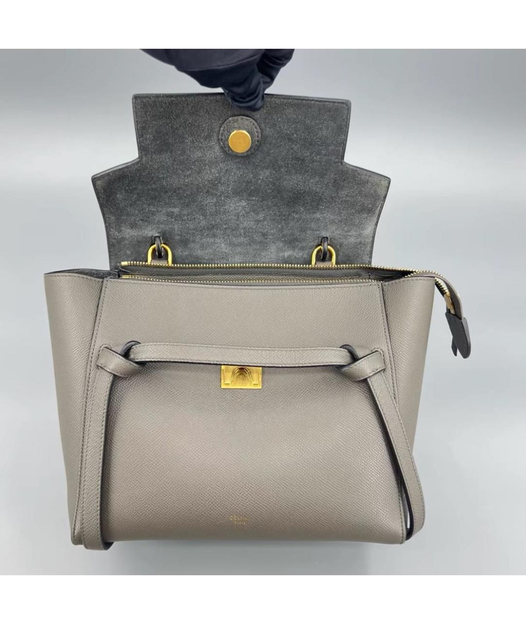 CELINE Серая кожаная сумка через плечо, фото 8