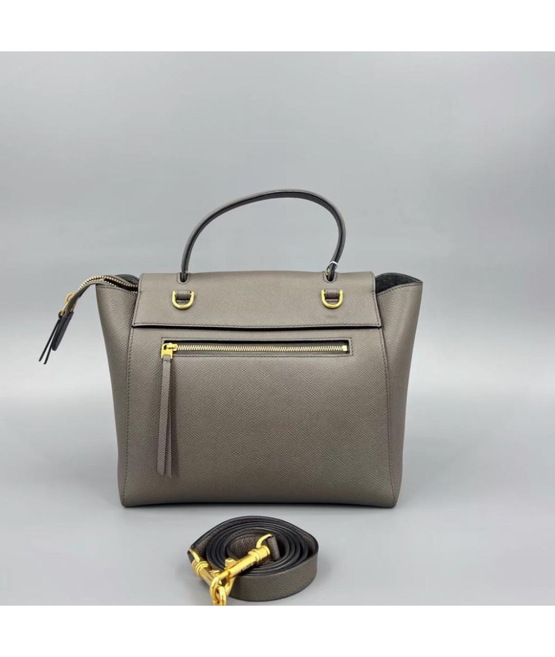 CELINE Серая кожаная сумка через плечо, фото 3
