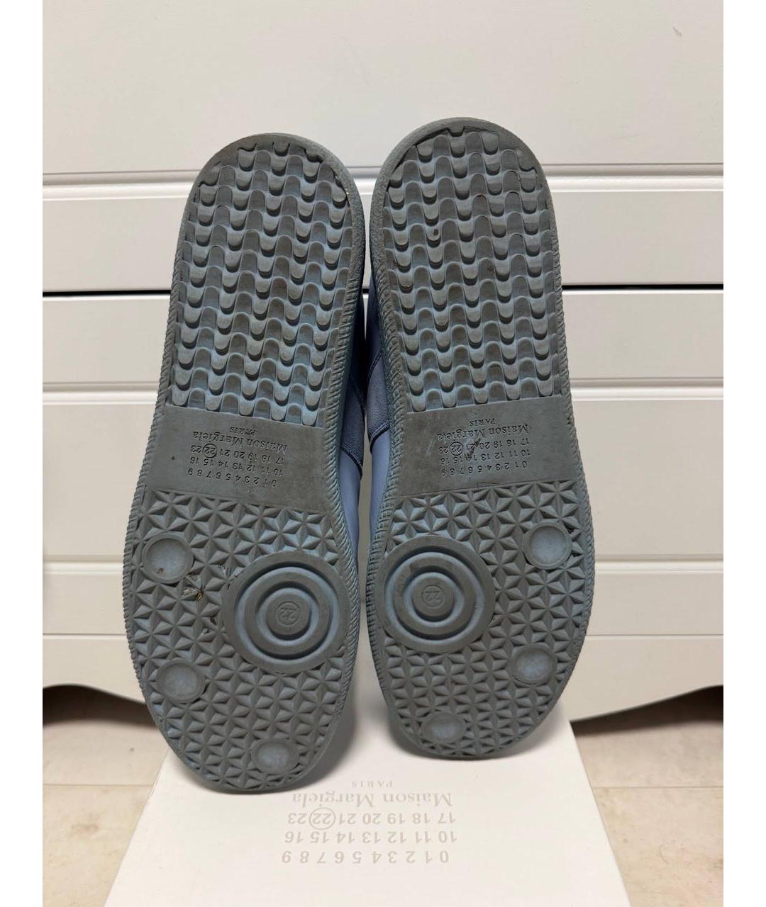 MAISON MARGIELA Голубые кожаные низкие кроссовки / кеды, фото 5