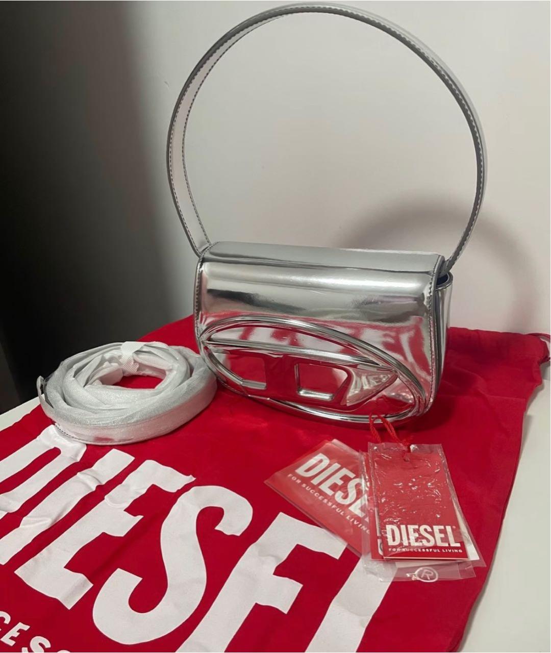 DIESEL Серебряная кожаная сумка через плечо, фото 2