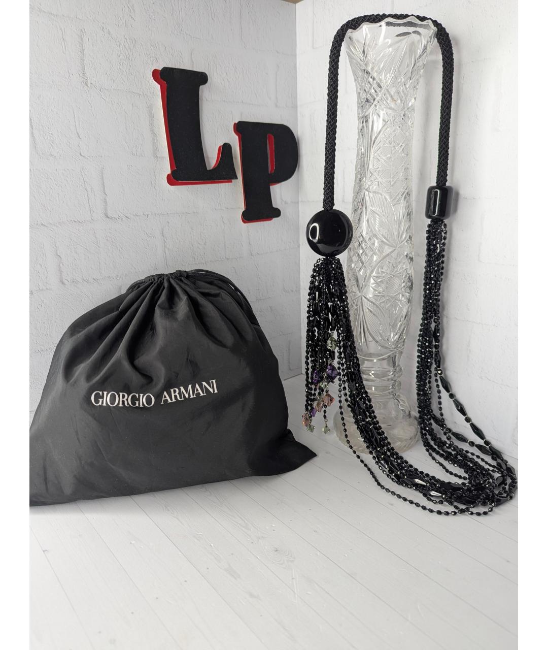 GIORGIO ARMANI Черное колье из бисера, фото 2