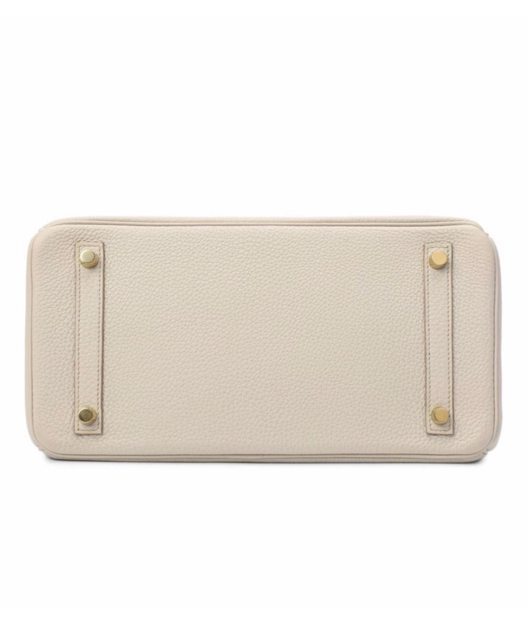 HERMES Белая кожаная сумка с короткими ручками, фото 4