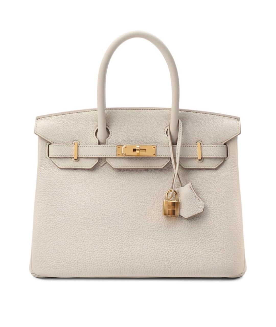HERMES Белая кожаная сумка с короткими ручками, фото 1
