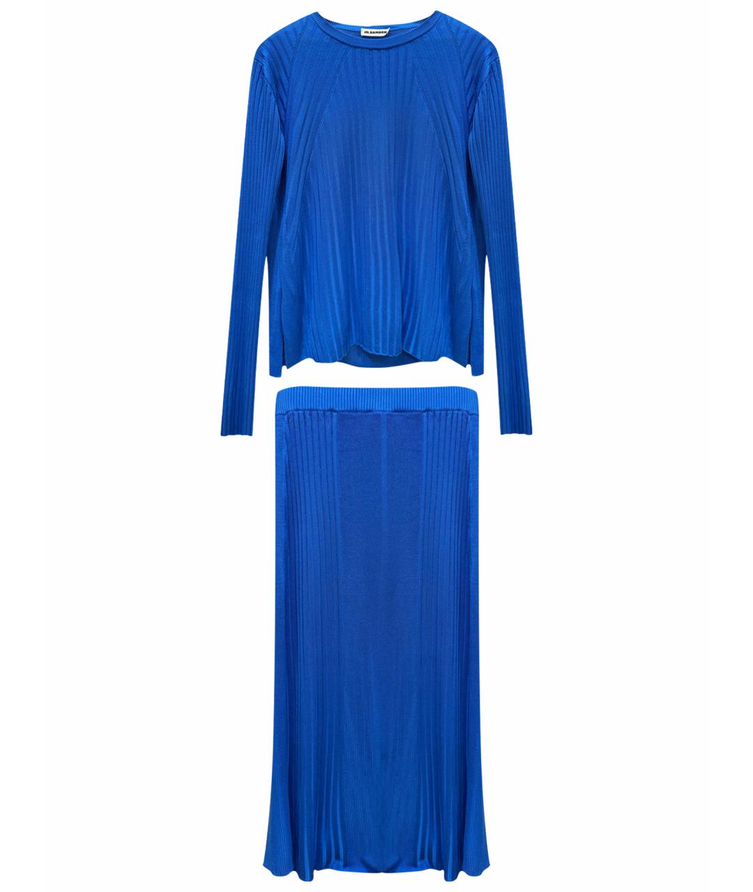 JIL SANDER Синий вискозный костюм с юбками, фото 1
