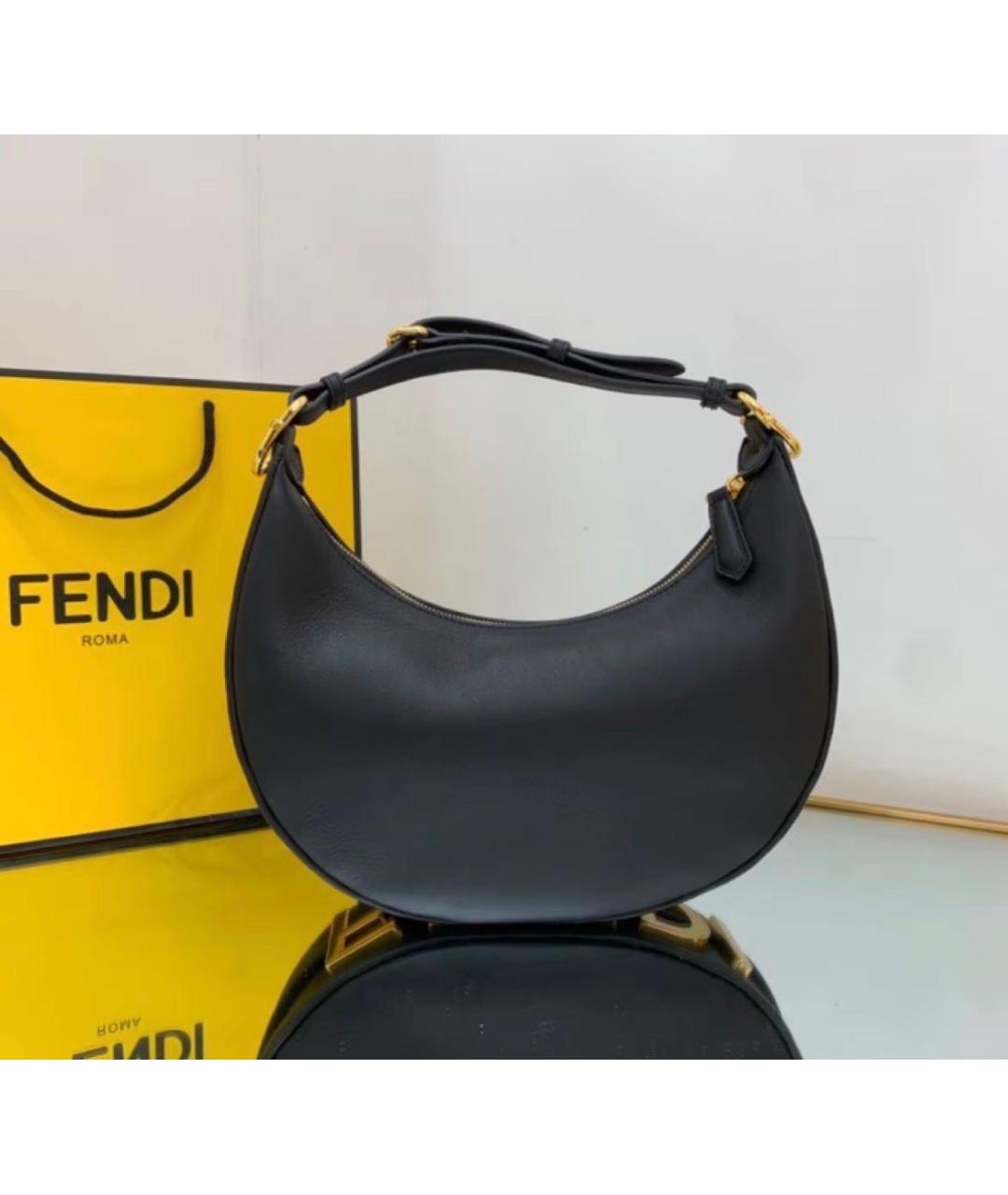 FENDI Черная кожаная сумка с короткими ручками, фото 3