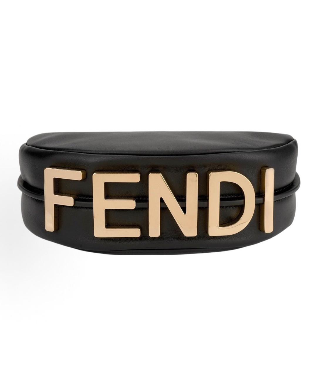 FENDI Черная кожаная сумка с короткими ручками, фото 2