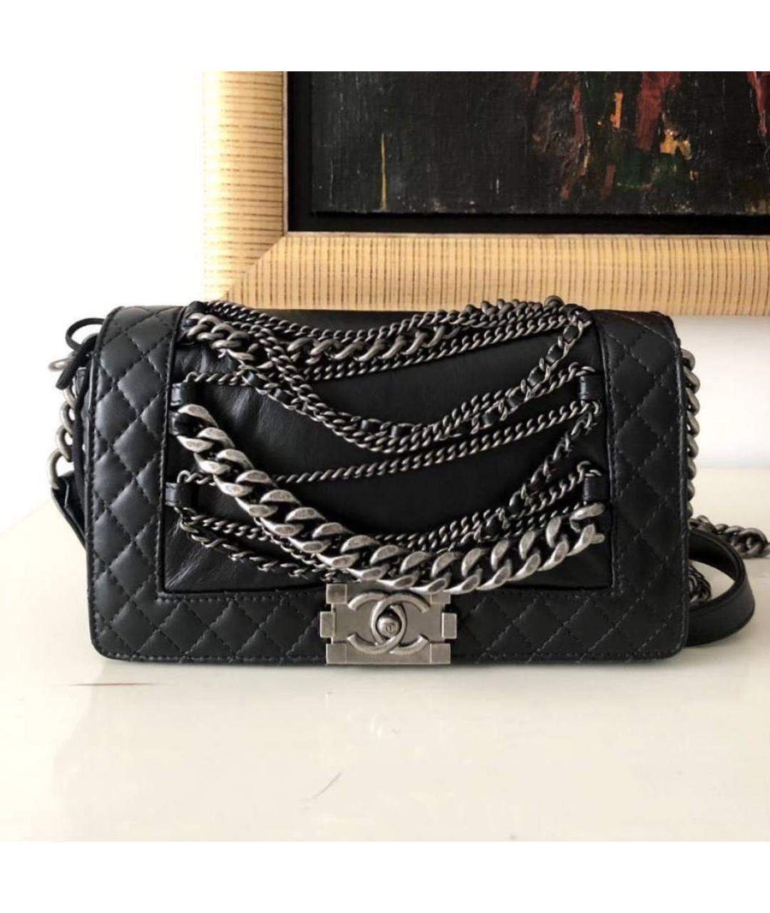 CHANEL Черная кожаная сумка через плечо, фото 9