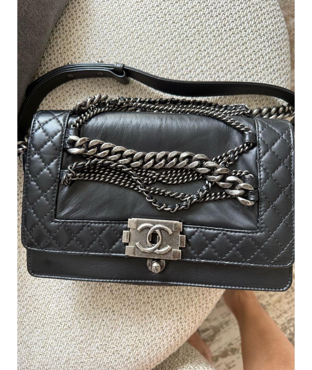 CHANEL Черная кожаная сумка через плечо, фото 2