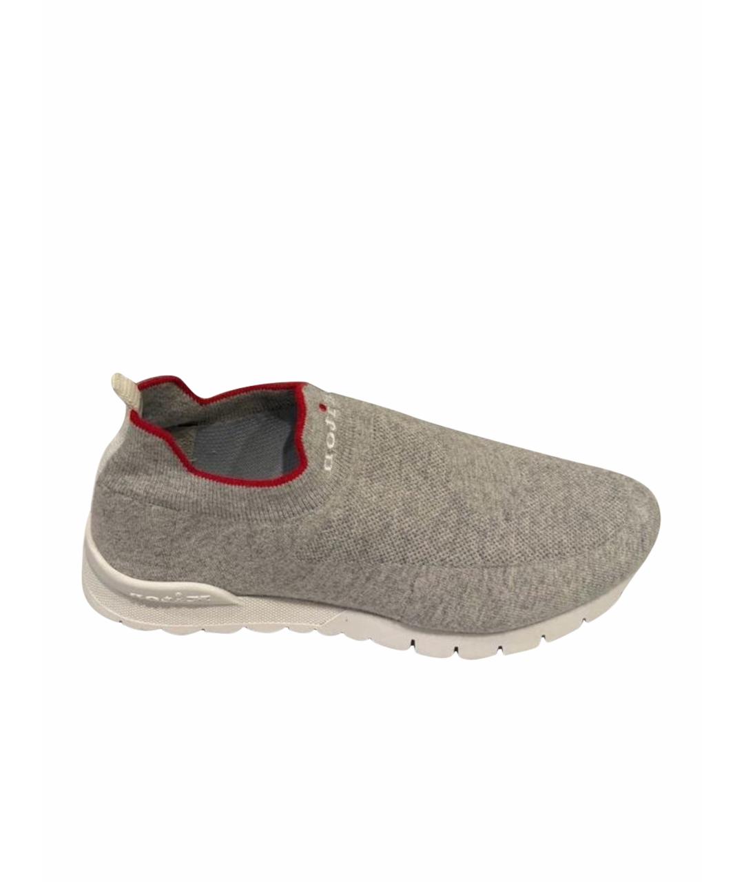 KITON Серые текстильные низкие кроссовки / кеды, фото 1