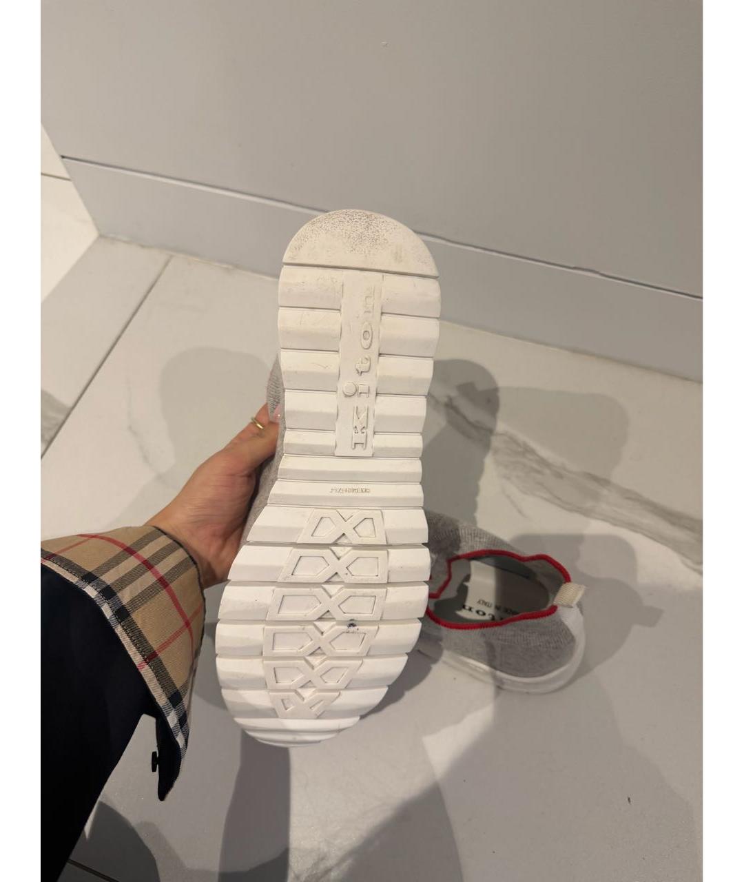 KITON Серые текстильные низкие кроссовки / кеды, фото 4