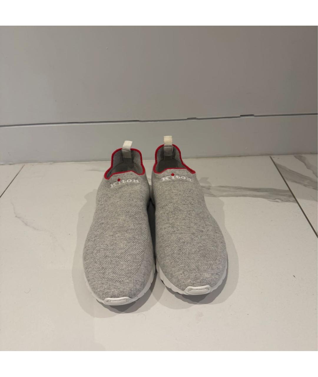 KITON Серые текстильные низкие кроссовки / кеды, фото 2