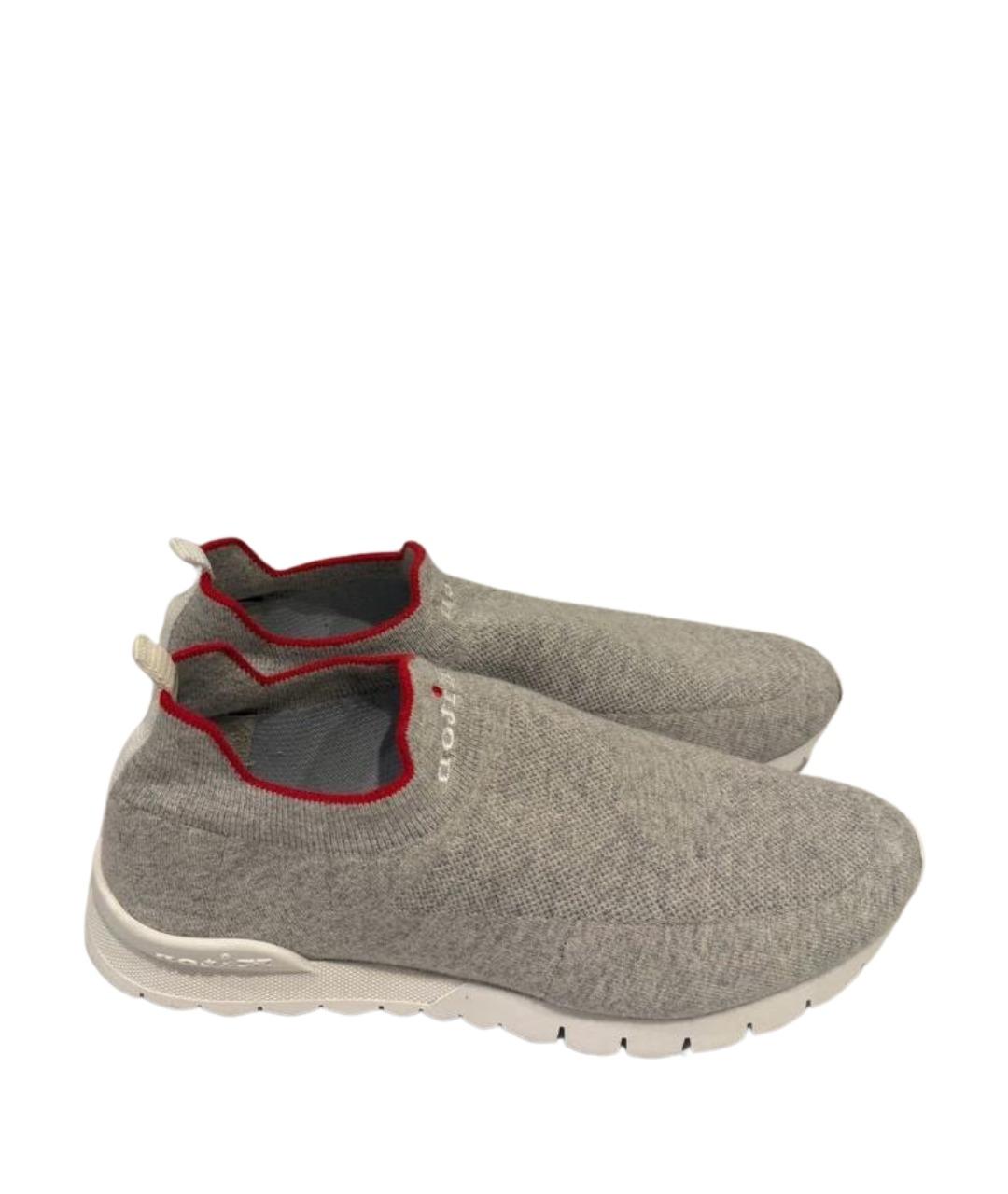 KITON Серые текстильные низкие кроссовки / кеды, фото 6