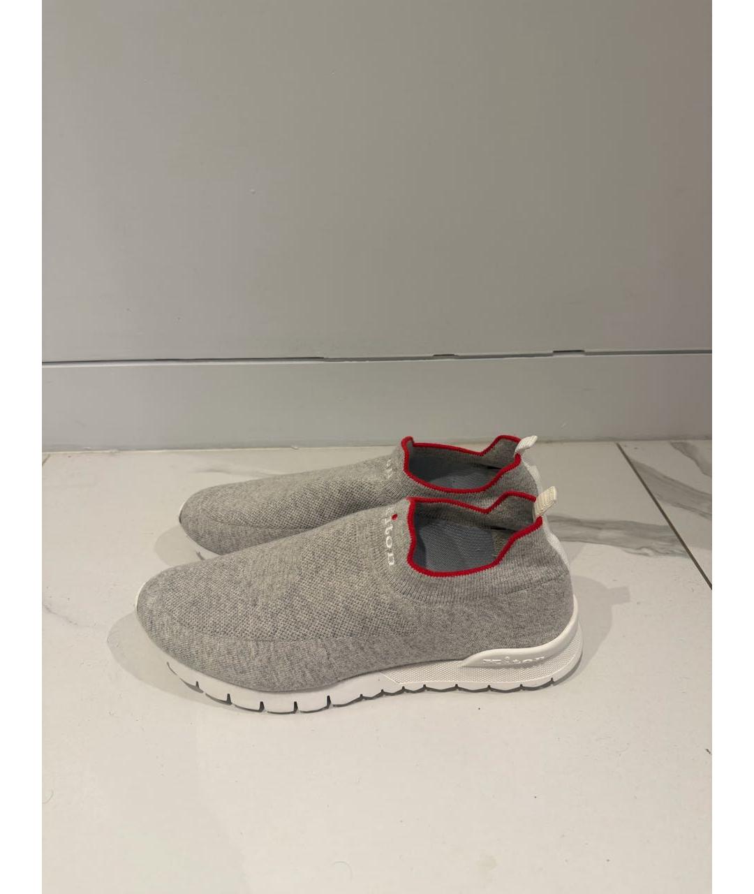 KITON Серые текстильные низкие кроссовки / кеды, фото 5