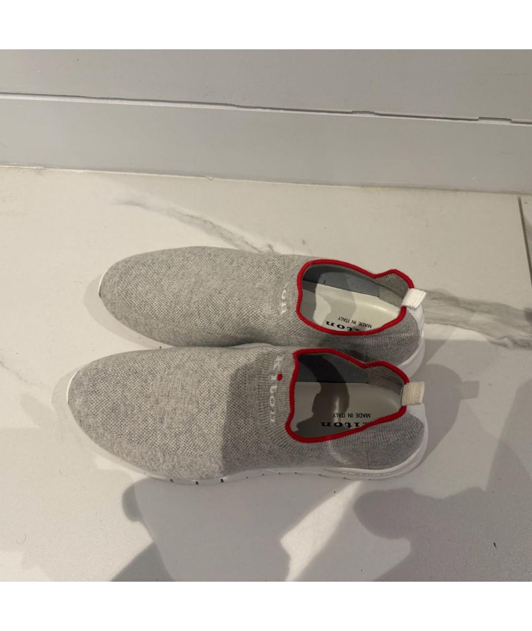 KITON Серые текстильные низкие кроссовки / кеды, фото 3