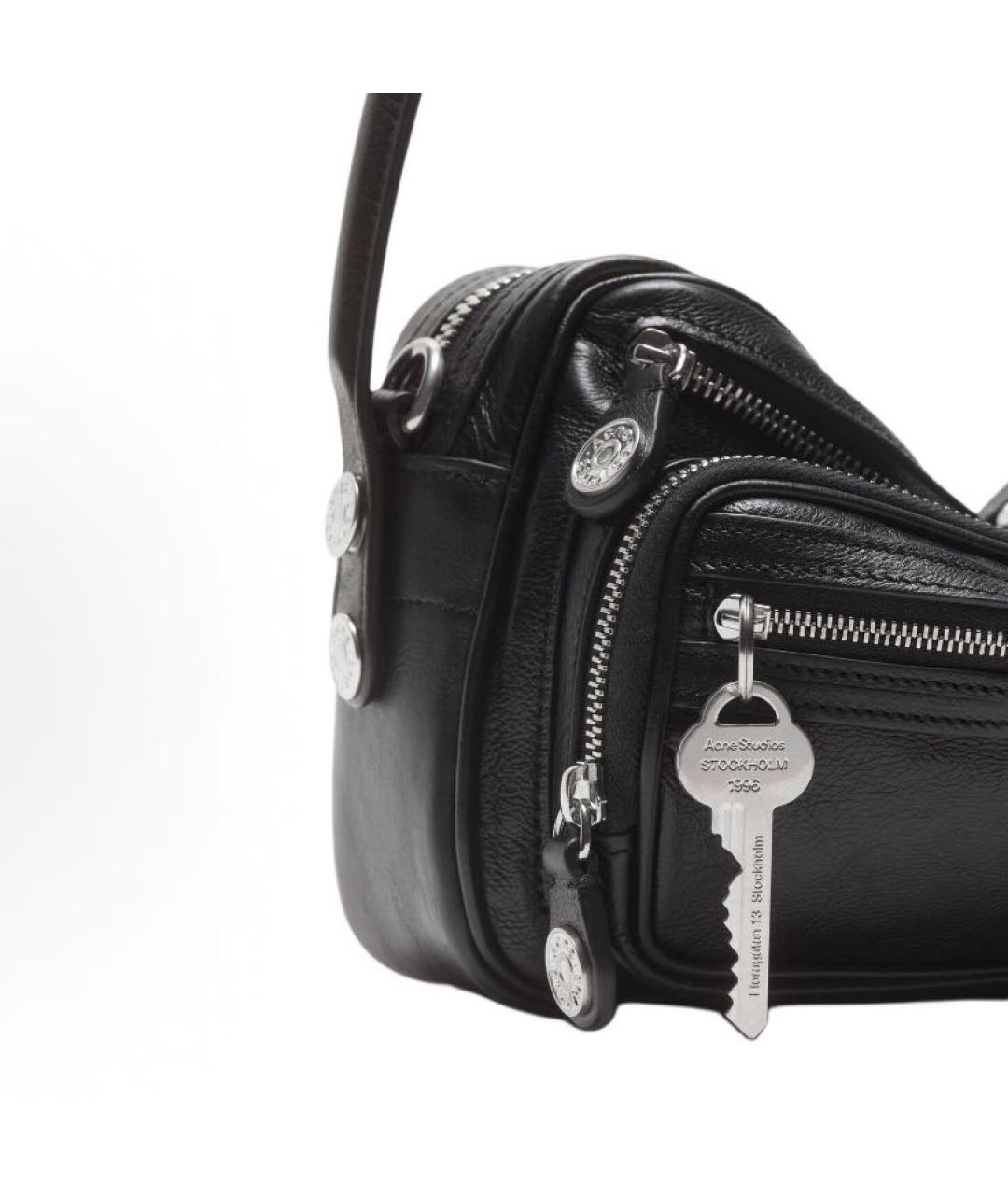 ACNE STUDIOS Черная кожаная сумка через плечо, фото 4