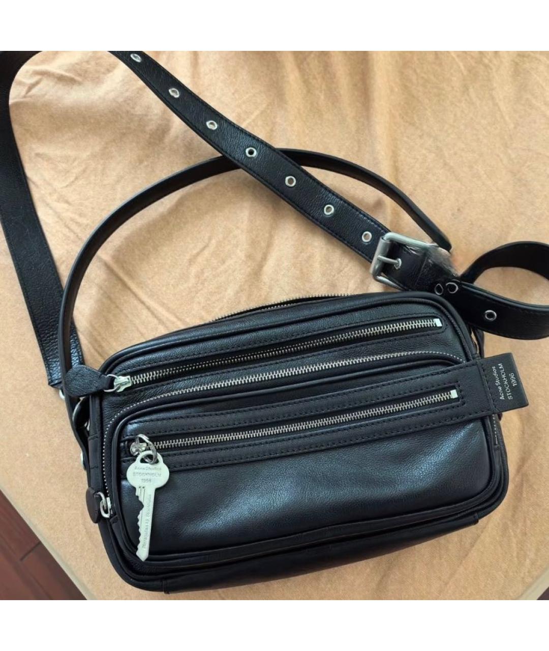 ACNE STUDIOS Черная кожаная сумка через плечо, фото 8