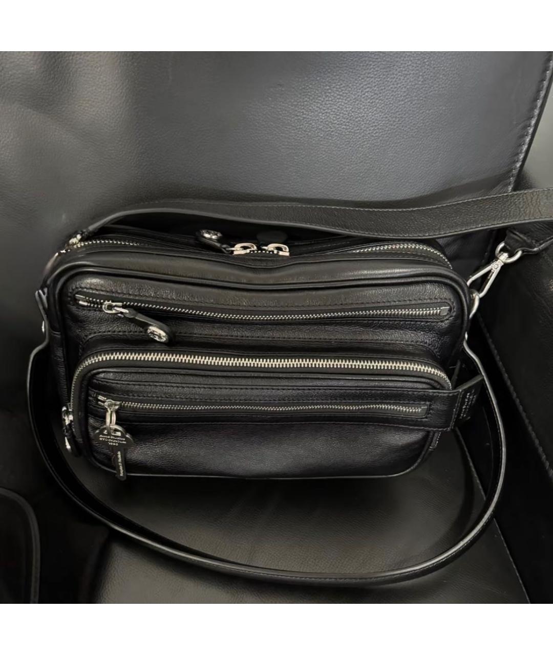ACNE STUDIOS Черная кожаная сумка через плечо, фото 6