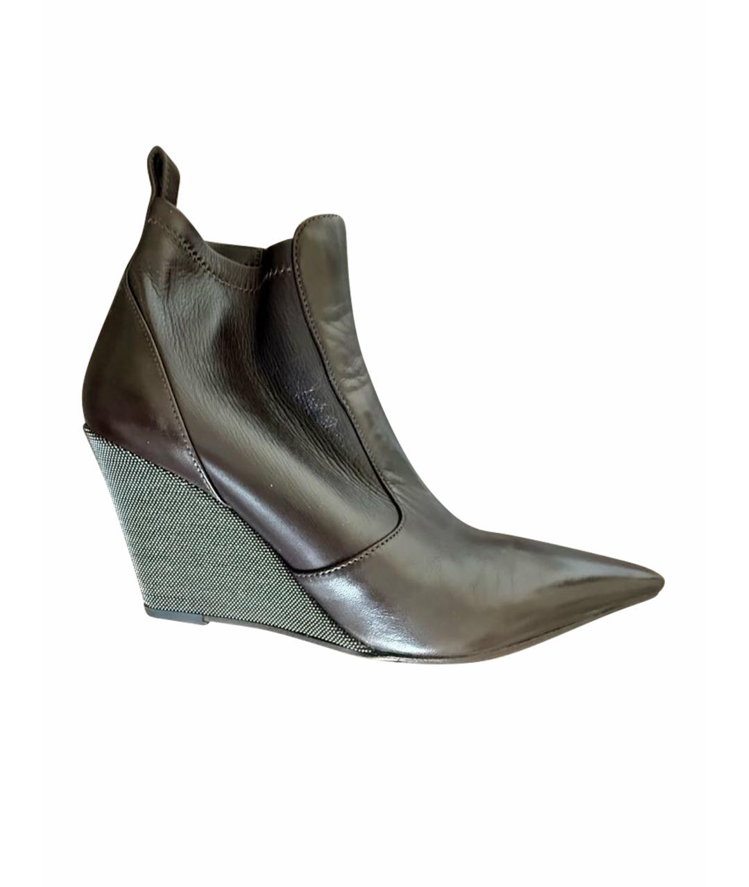 BRUNELLO CUCINELLI Коричневые кожаные ботильоны, фото 1