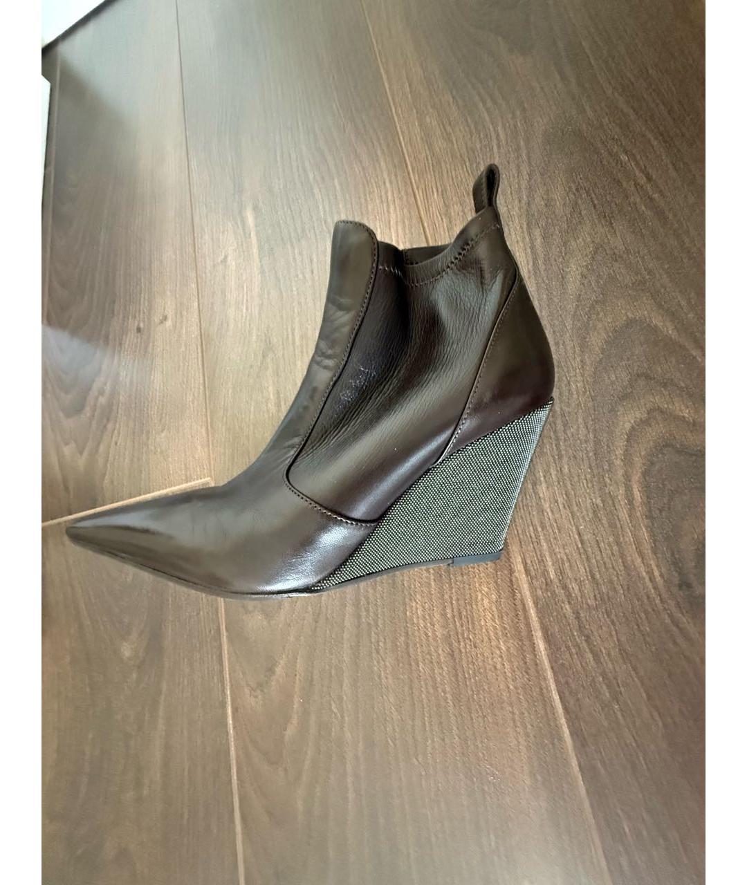 BRUNELLO CUCINELLI Коричневые кожаные ботильоны, фото 6