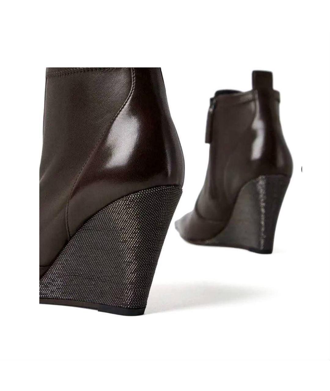 BRUNELLO CUCINELLI Коричневые кожаные ботильоны, фото 3