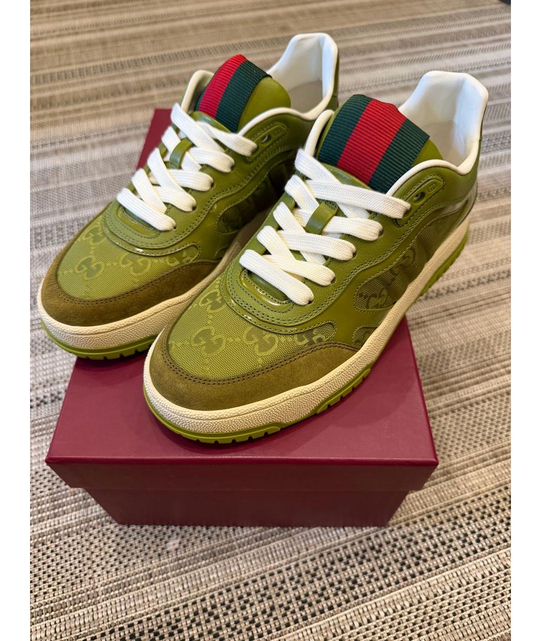 GUCCI Хаки замшевые кроссовки, фото 6