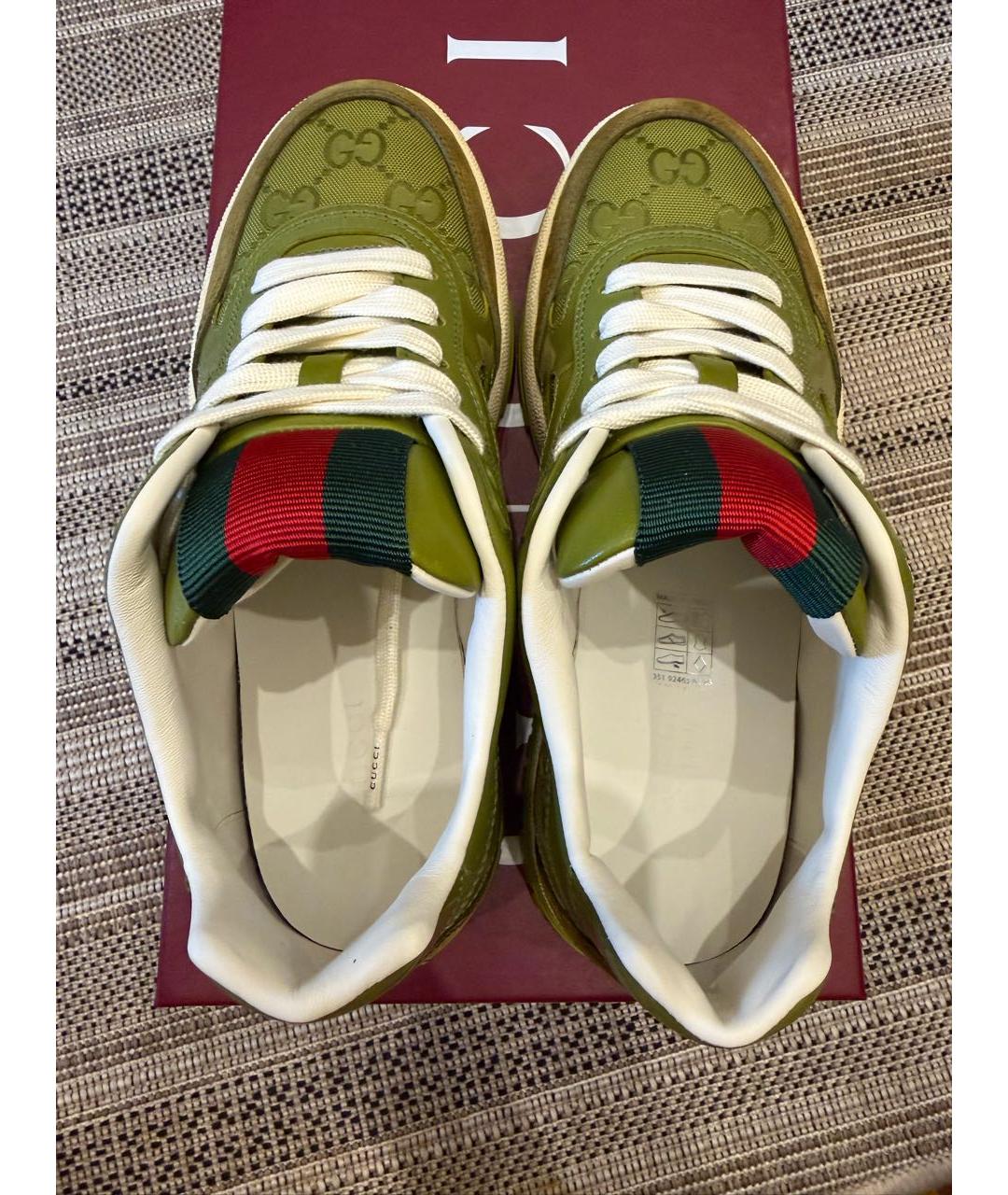 GUCCI Хаки замшевые кроссовки, фото 3