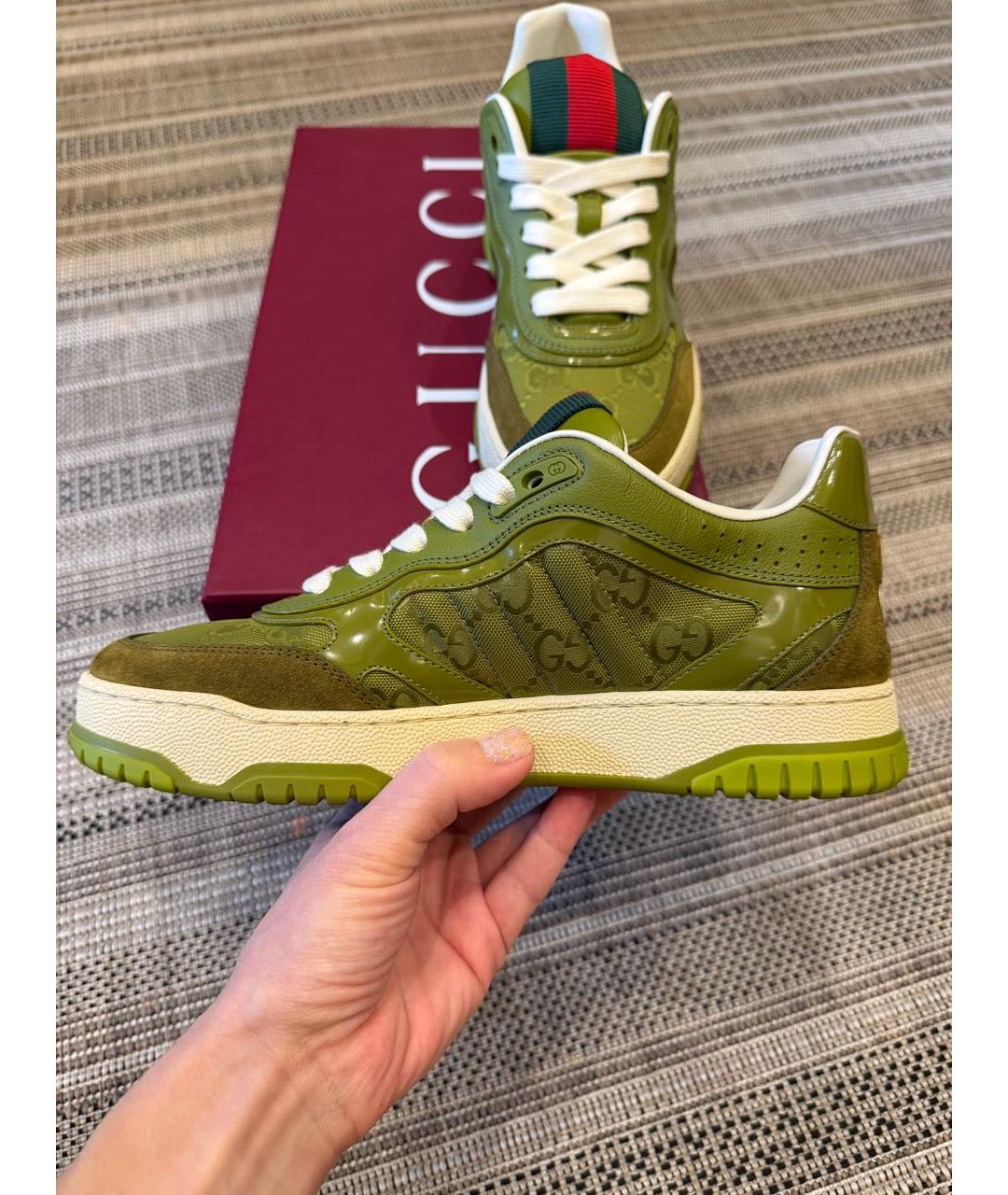 GUCCI Хаки замшевые кроссовки, фото 5